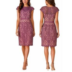 tadashi shoji miranda sequin embroidered dress Tadashi Shoji Miranda Sequin Embroidered Cap Sleeve Dress In Dark Pearl/ Blkk